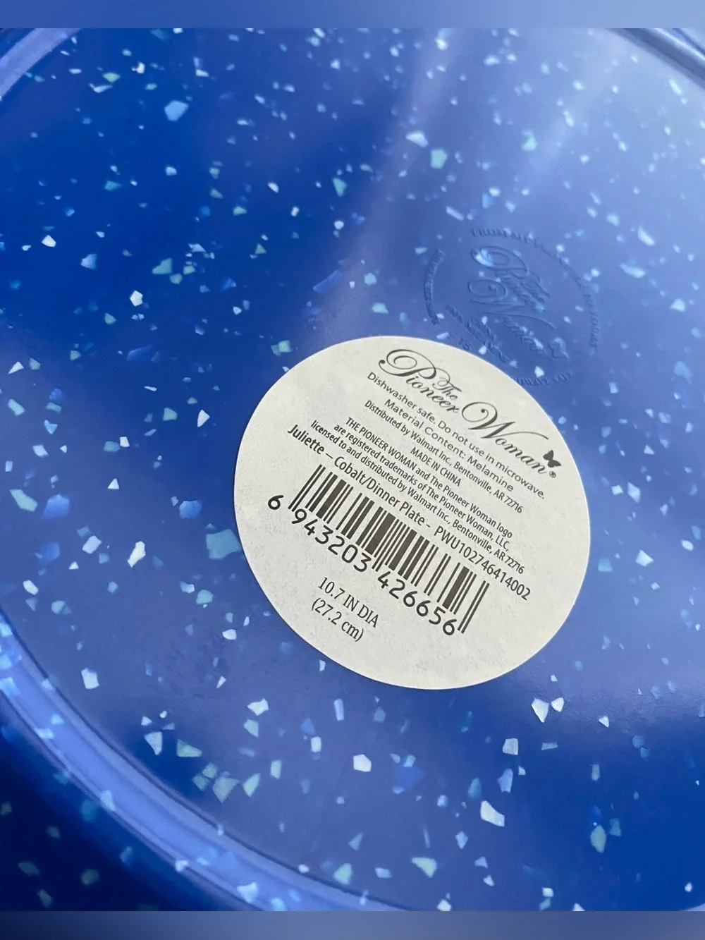 •NEW•{Set of 4} The Pioneer Woman Cobalt Blue Juliette Melamine Dinner Plate